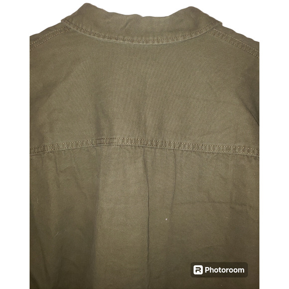 No Boundaries Army Green Utility Denim Jacket XL Y2K Stretch Waist Cargo Style - Picture 7 of 8